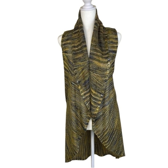 New Directions Boho Open Knit Crochet Waterfall Vest Duster Piratecore Indie L - Picture 3 of 16